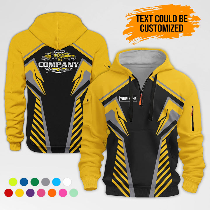 Customized Name And Text Workwear 3D Printed Quarter Zip Hoodie AZ307