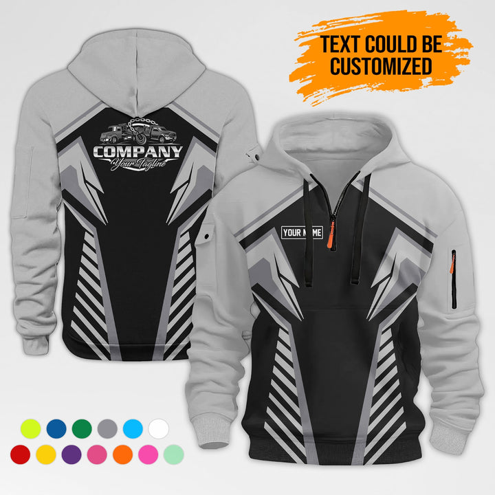 Customized Name And Text Workwear 3D Printed Quarter Zip Hoodie AZ307