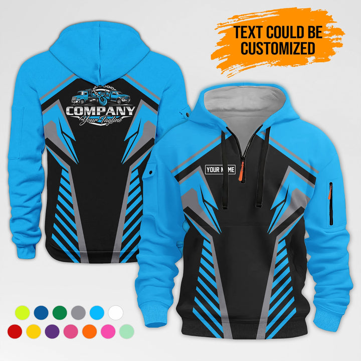 Customized Name And Text Workwear 3D Printed Quarter Zip Hoodie AZ307