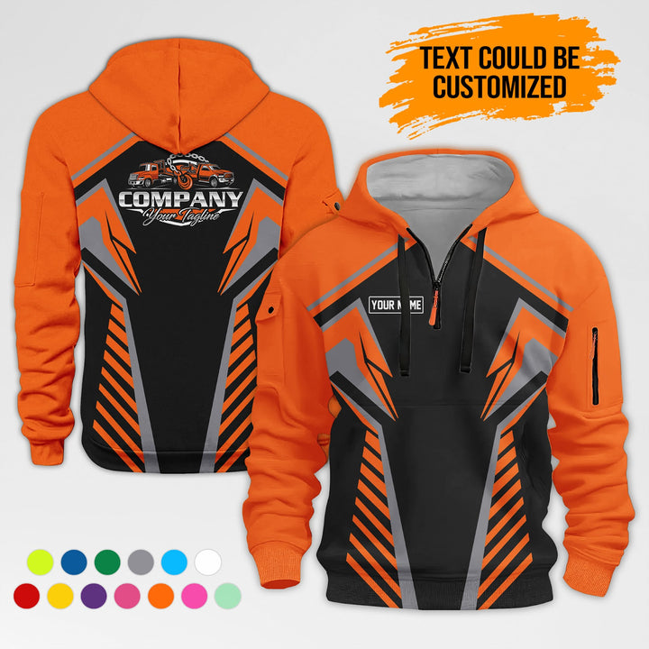 Customized Name And Text Workwear 3D Printed Quarter Zip Hoodie AZ307