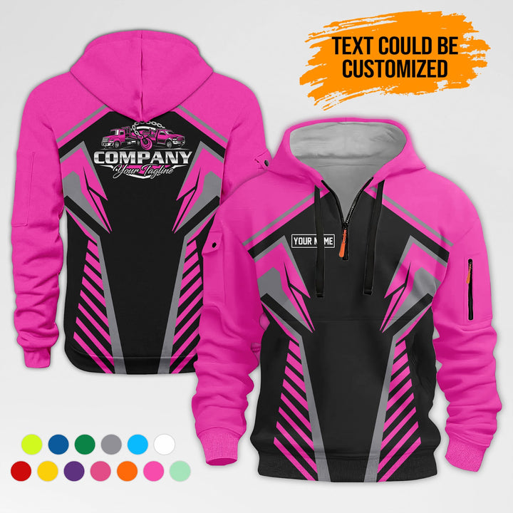 Customized Name And Text Workwear 3D Printed Quarter Zip Hoodie AZ307