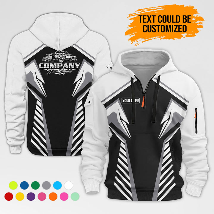 Customized Name And Text Workwear 3D Printed Quarter Zip Hoodie AZ307