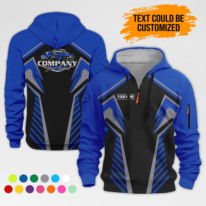 Customized Name And Text Workwear 3D Printed Quarter Zip Hoodie AZ307
