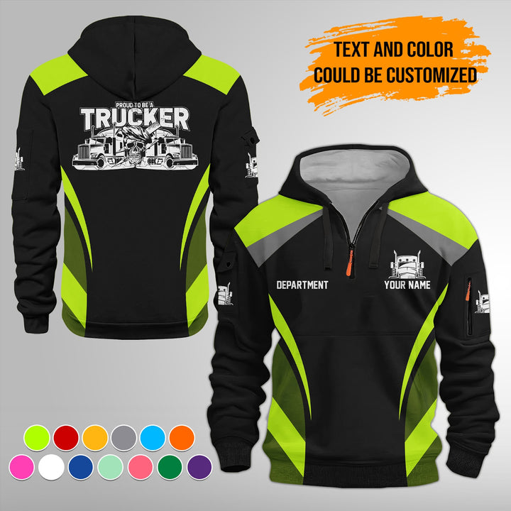 Personalized Name Semi Truck 3D Printed Quarter Zip Hoodie FY339