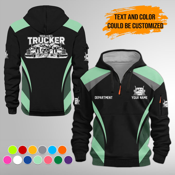 Personalized Name Semi Truck 3D Printed Quarter Zip Hoodie FY339