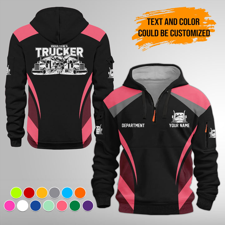 Personalized Name Semi Truck 3D Printed Quarter Zip Hoodie FY339