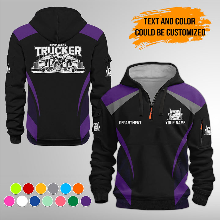 Personalized Name Semi Truck 3D Printed Quarter Zip Hoodie FY339