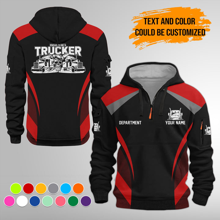 Personalized Name Semi Truck 3D Printed Quarter Zip Hoodie FY339
