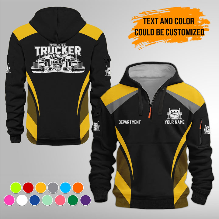 Personalized Name Semi Truck 3D Printed Quarter Zip Hoodie FY339