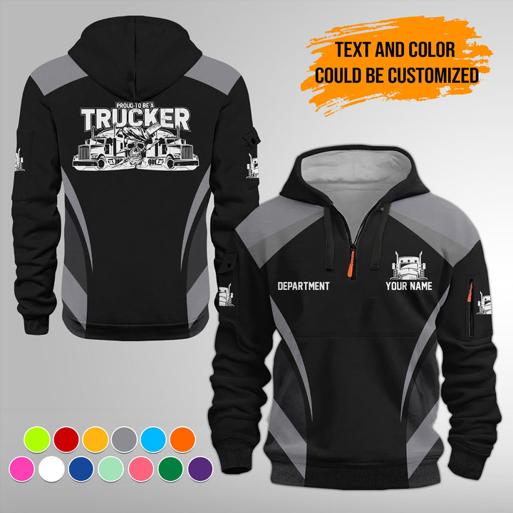 Personalized Name Semi Truck 3D Printed Quarter Zip Hoodie FY339
