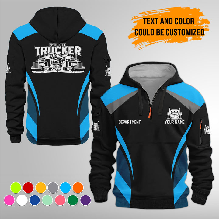 Personalized Name Semi Truck 3D Printed Quarter Zip Hoodie FY339
