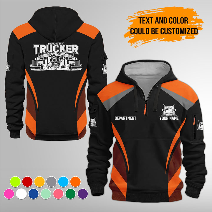 Personalized Name Semi Truck 3D Printed Quarter Zip Hoodie FY339