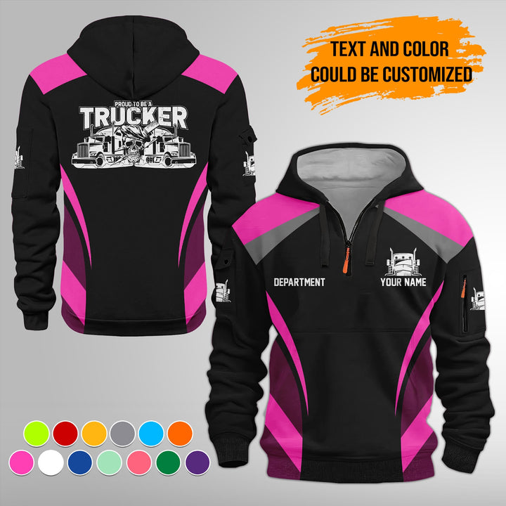 Personalized Name Semi Truck 3D Printed Quarter Zip Hoodie FY339
