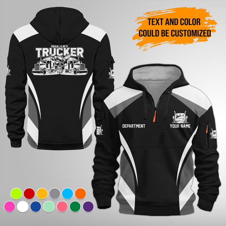 Personalized Name Semi Truck 3D Printed Quarter Zip Hoodie FY339