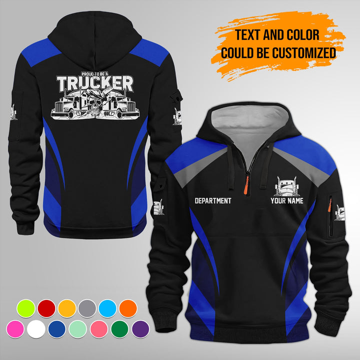 Personalized Name Semi Truck 3D Printed Quarter Zip Hoodie FY339