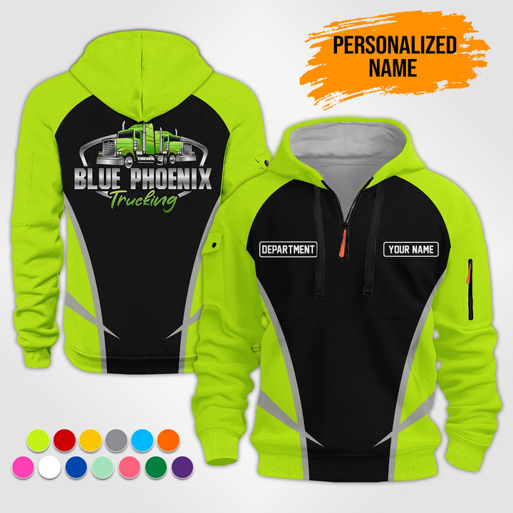 Personalized Name Semi Truck Quarter Zip Hoodie ST152