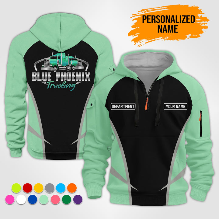 Personalized Name Semi Truck Quarter Zip Hoodie ST152