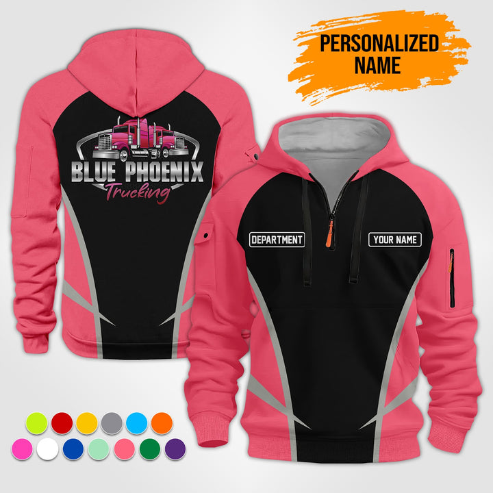Personalized Name Semi Truck Quarter Zip Hoodie ST152