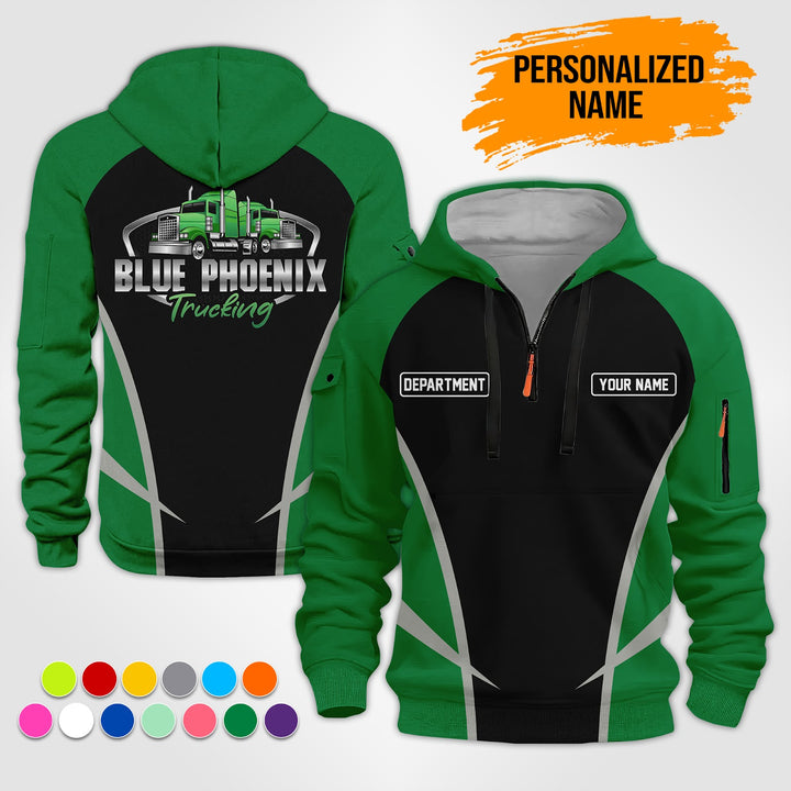Personalized Name Semi Truck Quarter Zip Hoodie ST152