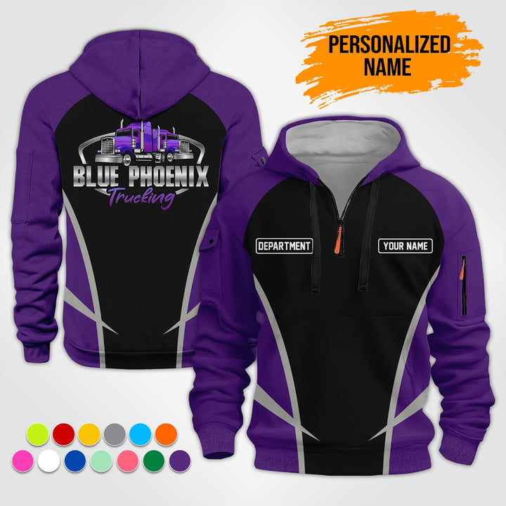 Personalized Name Semi Truck Quarter Zip Hoodie ST152