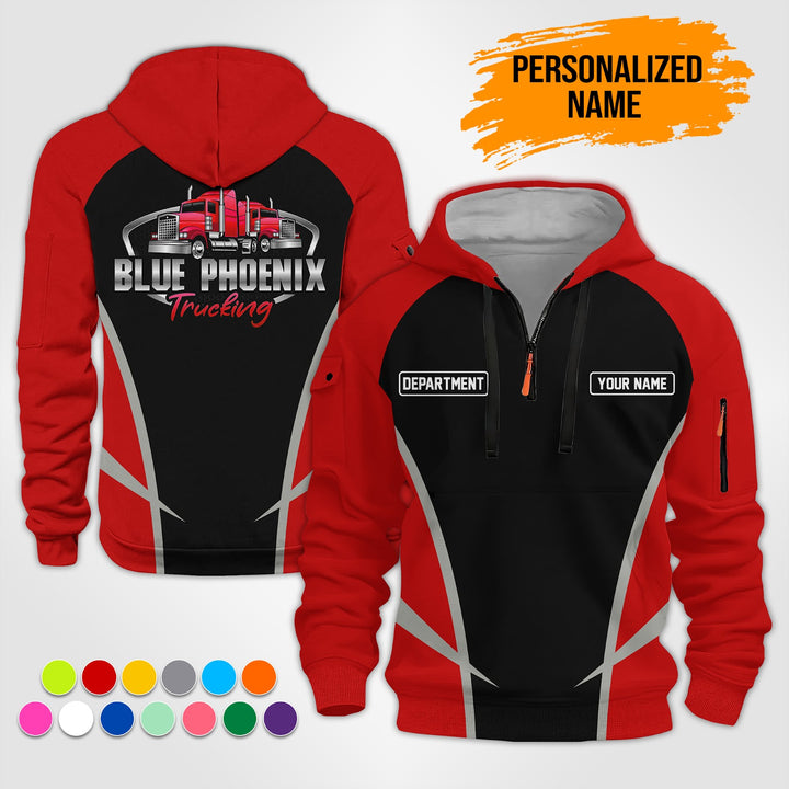 Personalized Name Semi Truck Quarter Zip Hoodie ST152