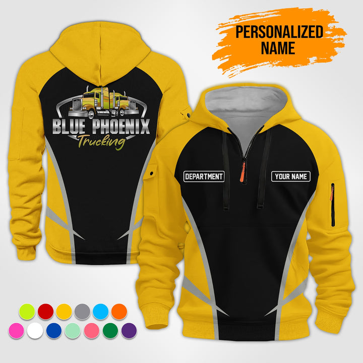 Personalized Name Semi Truck Quarter Zip Hoodie ST152