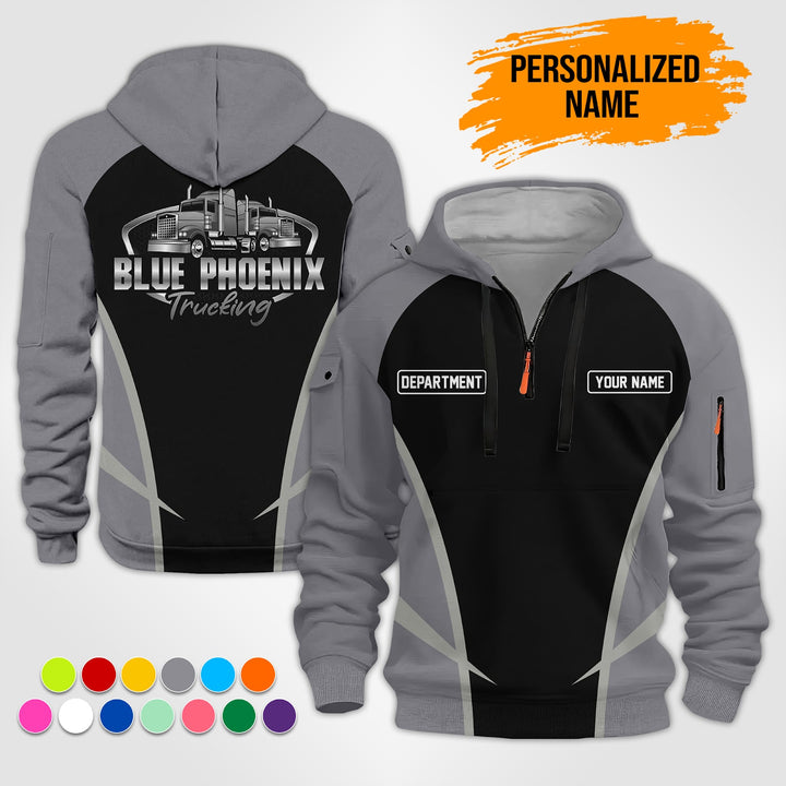 Personalized Name Semi Truck Quarter Zip Hoodie ST152