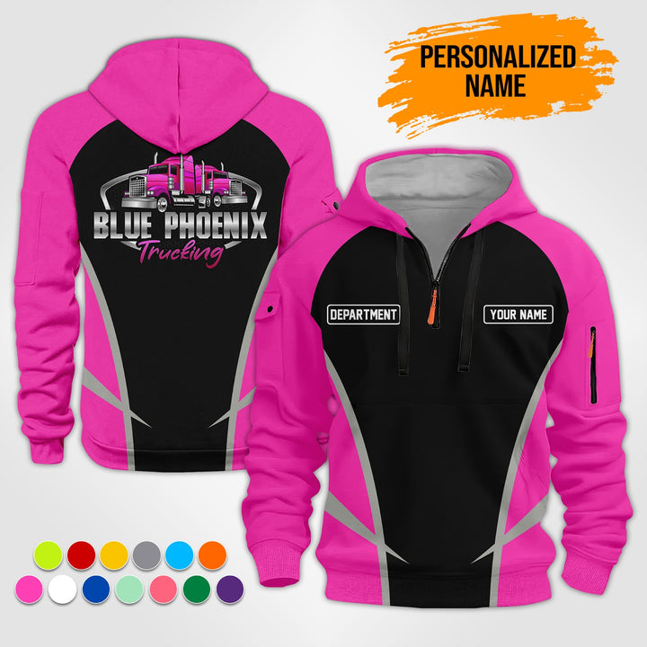 Personalized Name Semi Truck Quarter Zip Hoodie ST152
