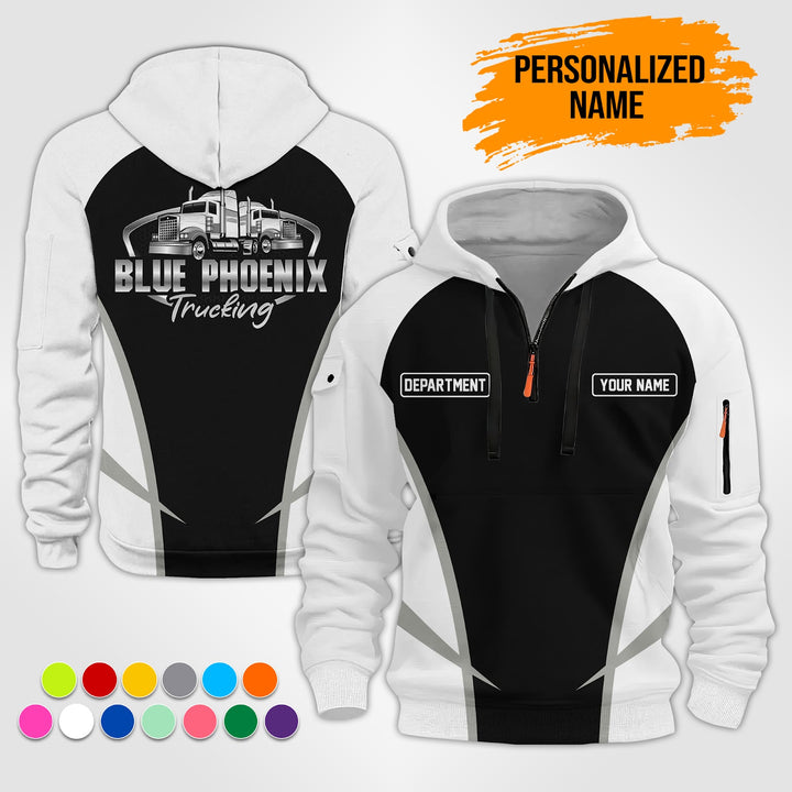 Personalized Name Semi Truck Quarter Zip Hoodie ST152