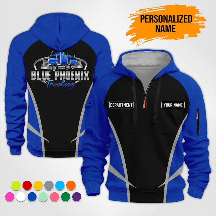Personalized Name Semi Truck Quarter Zip Hoodie ST152