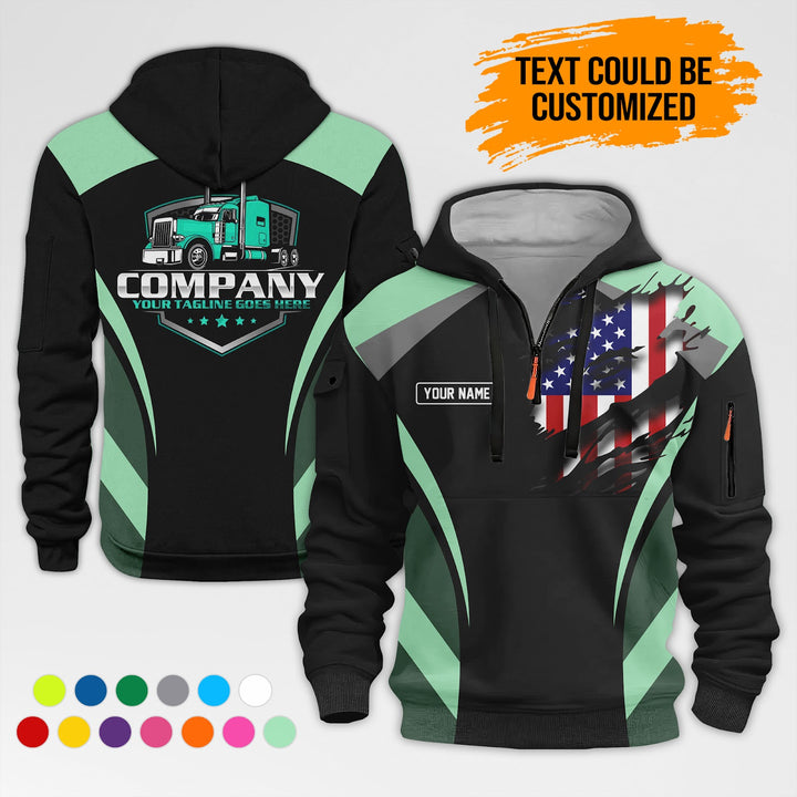 Personalized Name Semi Truck 3D Printed Quarter Zip Hoodie AZ313