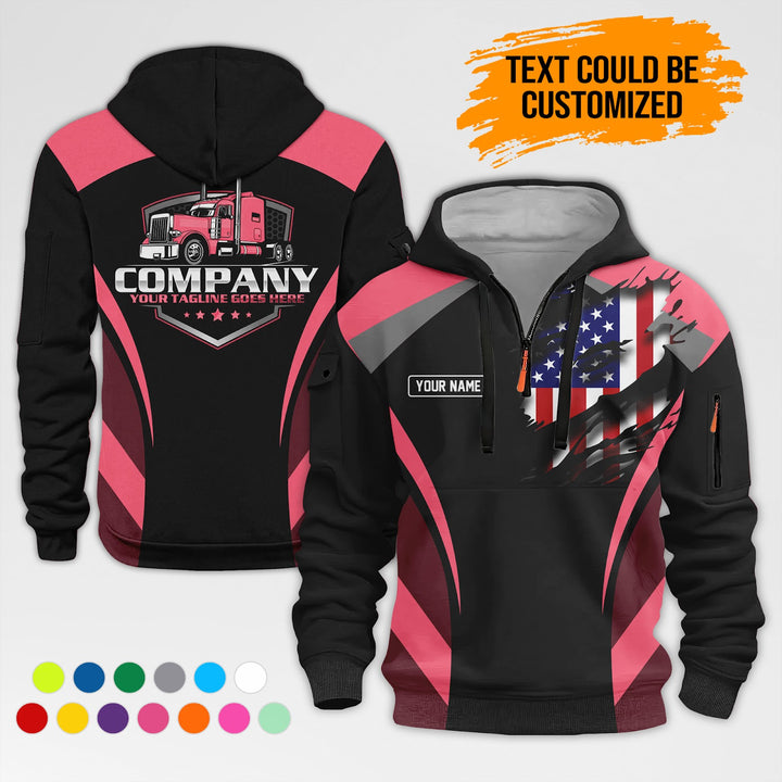 Personalized Name Semi Truck 3D Printed Quarter Zip Hoodie AZ313
