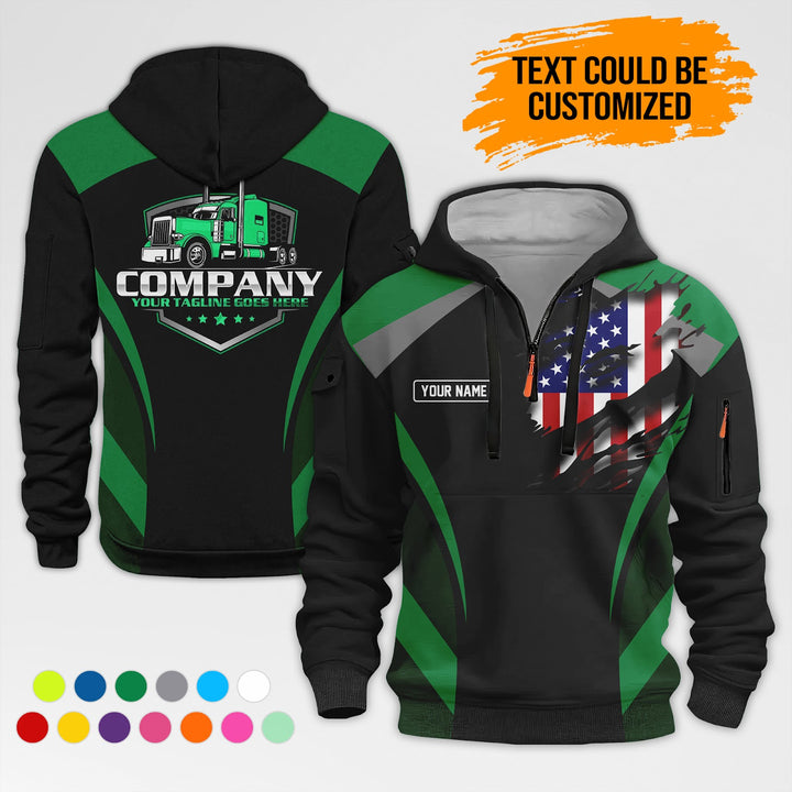 Personalized Name Semi Truck 3D Printed Quarter Zip Hoodie AZ313