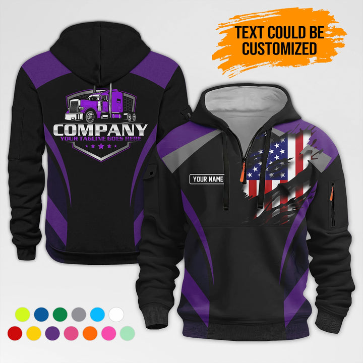 Personalized Name Semi Truck 3D Printed Quarter Zip Hoodie AZ313