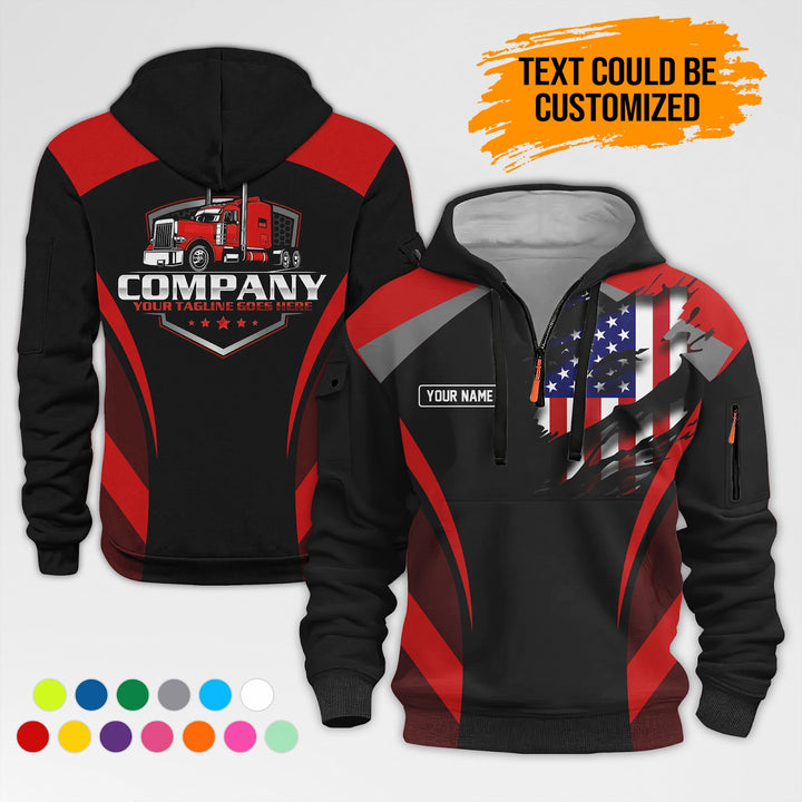 Personalized Name Semi Truck 3D Printed Quarter Zip Hoodie AZ313