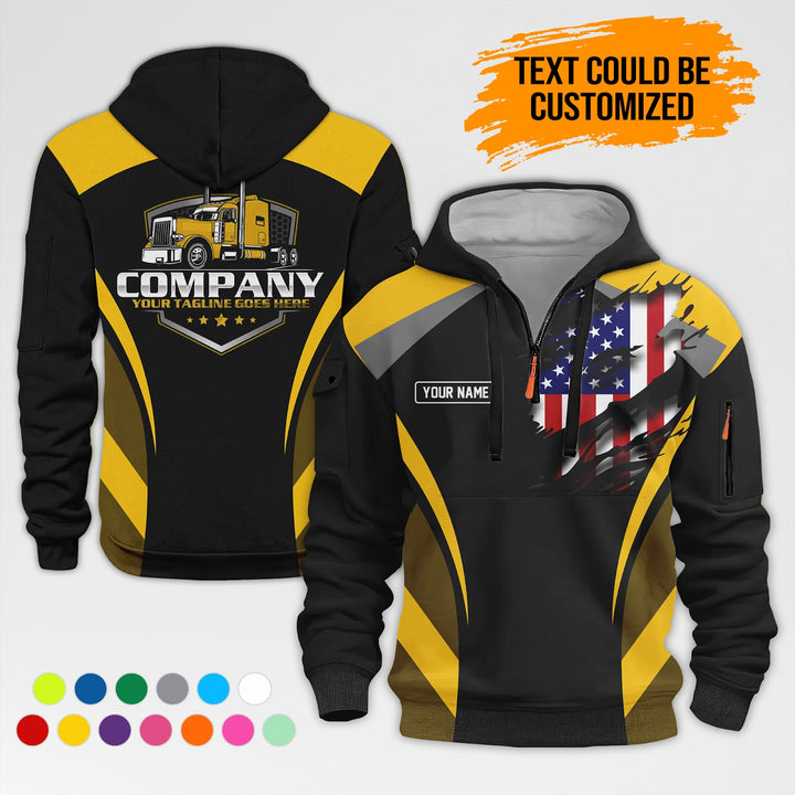Personalized Name Semi Truck 3D Printed Quarter Zip Hoodie AZ313