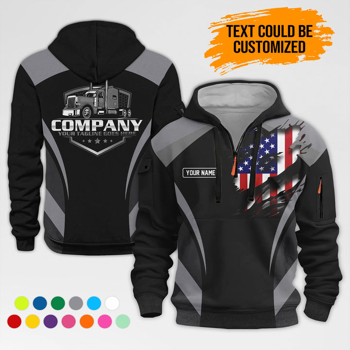 Personalized Name Semi Truck 3D Printed Quarter Zip Hoodie AZ313
