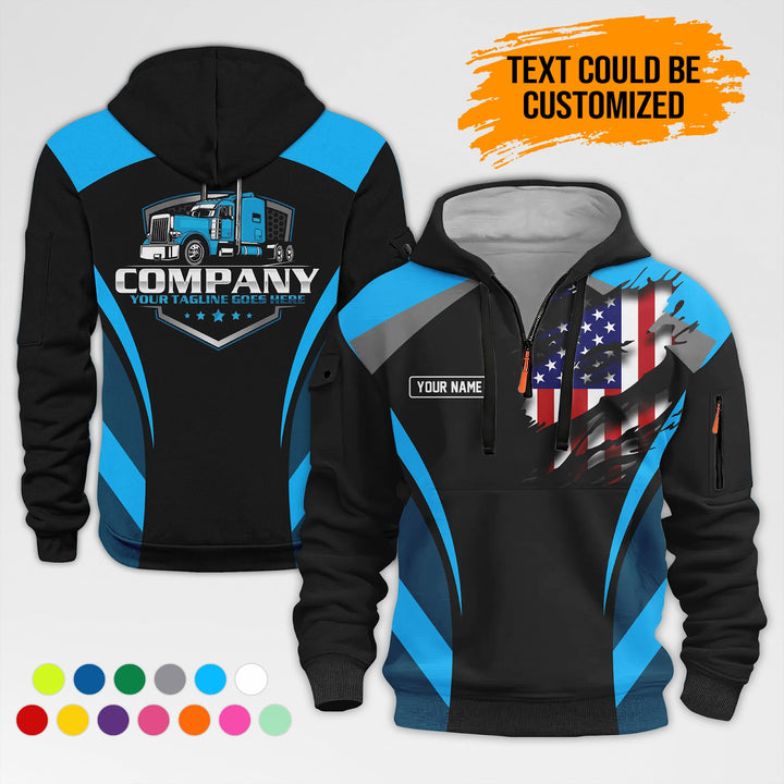 Personalized Name Semi Truck 3D Printed Quarter Zip Hoodie AZ313