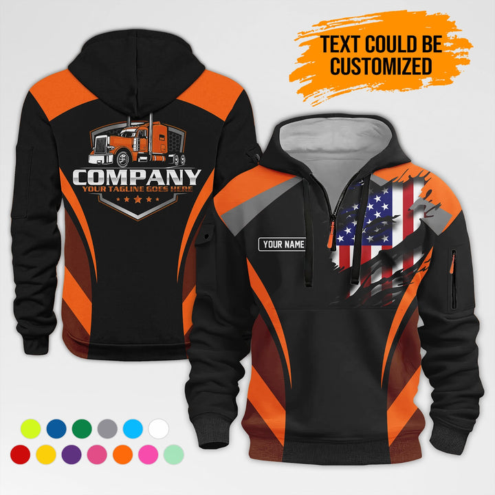 Personalized Name Semi Truck 3D Printed Quarter Zip Hoodie AZ313