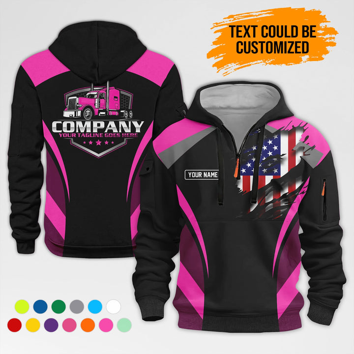 Personalized Name Semi Truck 3D Printed Quarter Zip Hoodie AZ313