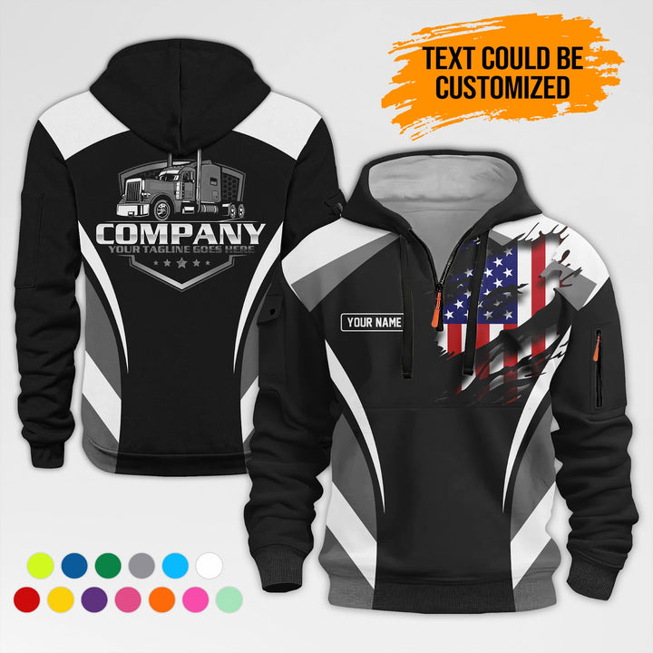 Personalized Name Semi Truck 3D Printed Quarter Zip Hoodie AZ313