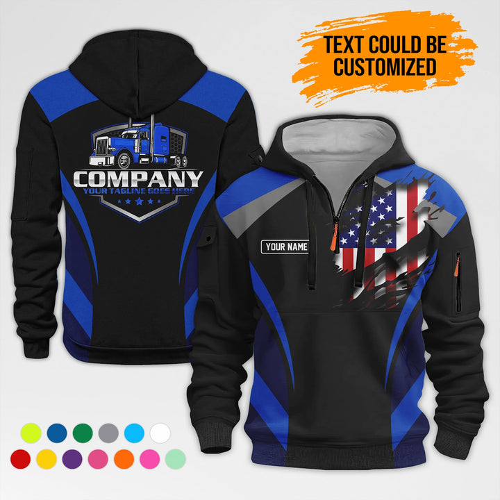 Personalized Name Semi Truck 3D Printed Quarter Zip Hoodie AZ313