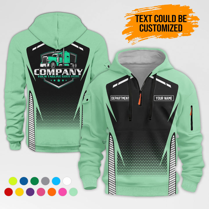 Personalized Name Semi Truck 3D Printed Quarter Zip Hoodie AZ314