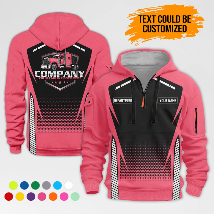 Personalized Name Semi Truck 3D Printed Quarter Zip Hoodie AZ314