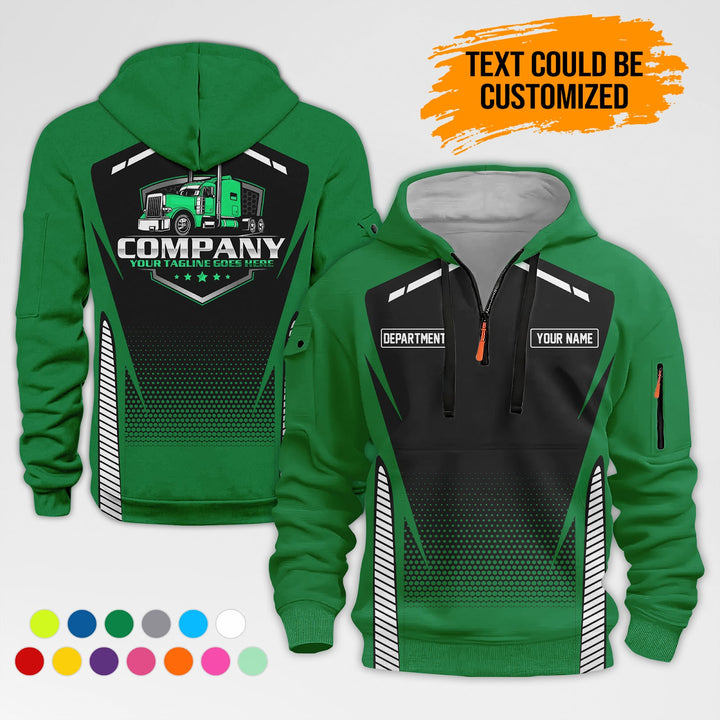 Personalized Name Semi Truck 3D Printed Quarter Zip Hoodie AZ314