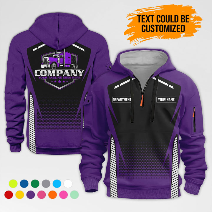 Personalized Name Semi Truck 3D Printed Quarter Zip Hoodie AZ314