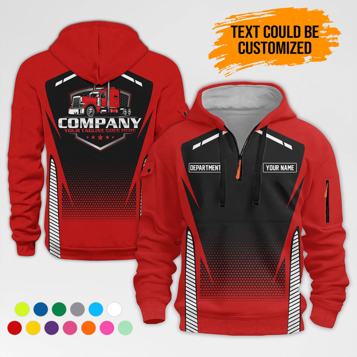 Personalized Name Semi Truck 3D Printed Quarter Zip Hoodie AZ314