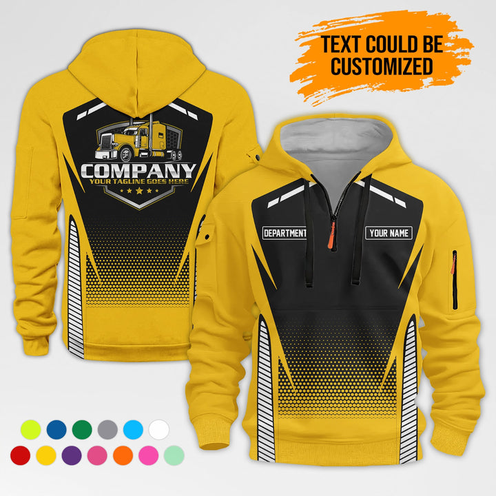 Personalized Name Semi Truck 3D Printed Quarter Zip Hoodie AZ314