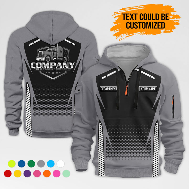 Personalized Name Semi Truck 3D Printed Quarter Zip Hoodie AZ314
