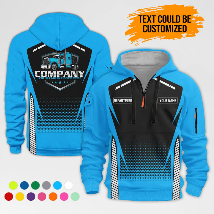 Personalized Name Semi Truck 3D Printed Quarter Zip Hoodie AZ314